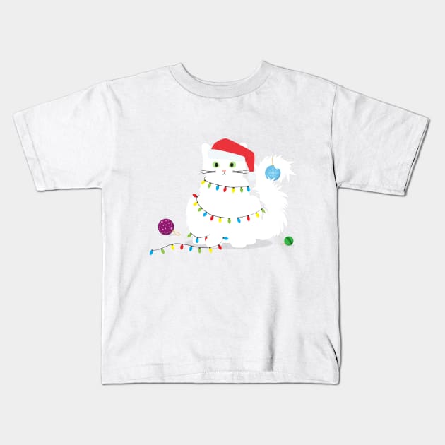 Christmas Cat Kids T-Shirt by katnanigans
